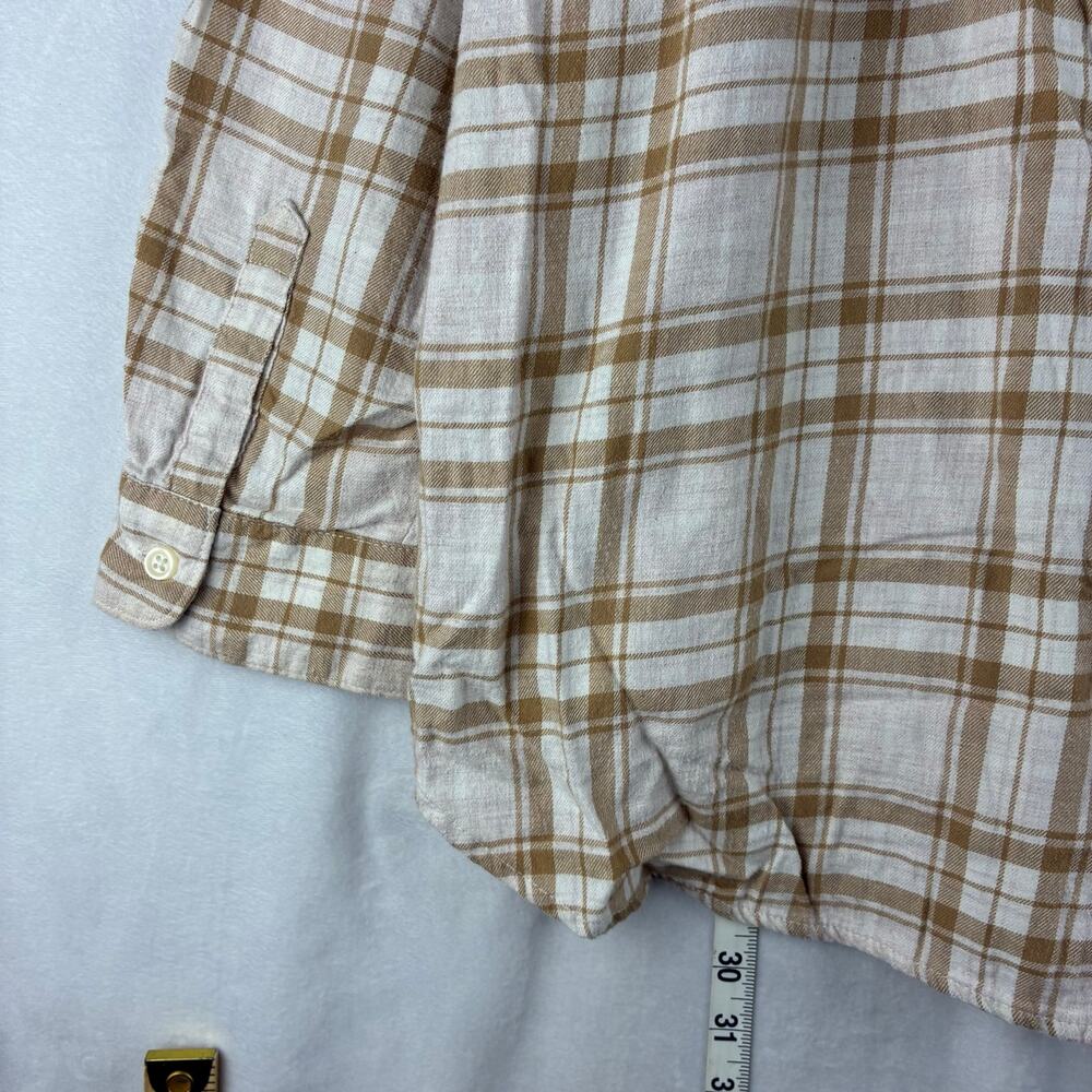 Old Navy Plaid Button Down Shirt Women's 3X Beige Neutral Casual Minimalist - Picture 10 of 11